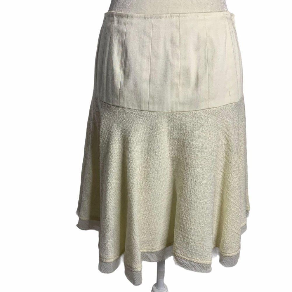 Twinkle by Wenlan A Line Mini Skirt 6 White Wool